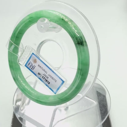 YingCollection 55mm PNJ171819 Certified Natural Color Green White To Green, Grey Jadeite Jade Bangle Bracelet, Real Gemstone