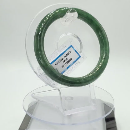 Jade Bangle 55mm PNJ169560 Certified  | Yingmart Natural Color Greyish Green to Green Jadeite Jade Bangle for Men,Women, Grandmother, Sister