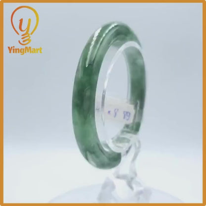 Yingmart 51mm PNJ Certified Natural Color Grey White Natural Jadeite Jade Bangle Bracelet, Real Gemstone, Gift for Her Mom Grandma Sister