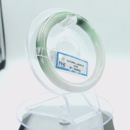 YingCollection 55mm PNJ220882 Certified Natural Color Green With Black Brown Spot Jadeite Jade Bangle Bracelet, Real Gemstone, Jewelry