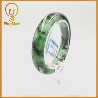Yingmart 52mm PNJ Certified Natural Color Light To Dark Green Natural Jadeite Jade Bangle Bracelet, Real Gemstone, Gift for Her Mom Grandma
