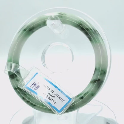 Jade Bangle 58mm PNJ226710 Certified | Yingmart Natural Color Green White to Green, Grey White, Brown Jadeite Jade Bracelet for Men, Women.