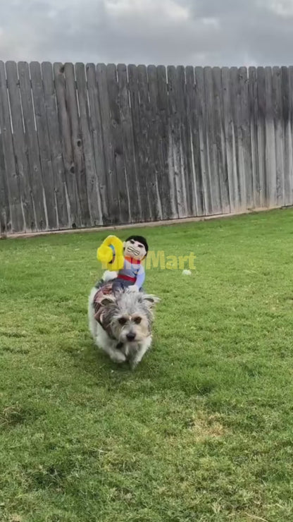 Funny Cowboy Rider Outfit for Dogs Cats Western Saddle Jacket Cloak Halloween Party Pet Costume