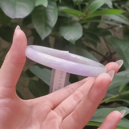 Yingmart  54mm PNJ Certified Natural Color Greenish Grey White Natural Jadeite Jade Bangle Bracelet, Real Gemstone, Gift for Her Mom Sister
