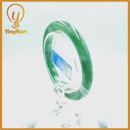 Yingmart 54mm PNJ274591 Certified Natural Color Grey White Natural Jadeite Jade Bangle Bracelet, Real Gemstone, Gift for Mom Grandma Sister