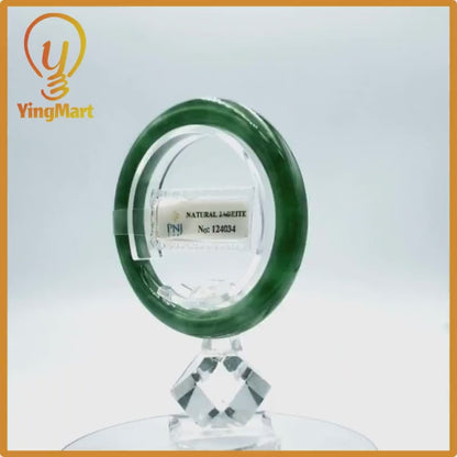 Yingmart 50mm PNJ Certified Natural Color Greyish Green Natural Jadeite Jade Bangle Bracelet, Real Gemstone, Gift for Her Mom Grandma Sister