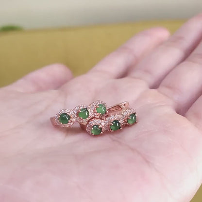 Yingmart Certified Genuine Icy Green Burmese Type A Jadeite Jade Gemstone Earrings Made With 925 Sterling Silver earrings, Gift for Women