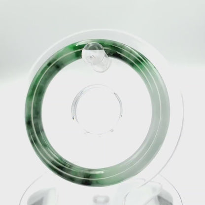 YingCollection 52mm PNJ258385 Certified Natural Color Green White To Green, White, Brown, Black Jadeite Jade Bangle Bracelet, Real Gemstone