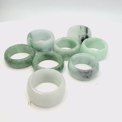 Yingmart Dark And Light Oil Green Jadeite Jade Ring, Burmese Myanmar, Vintage Jewelry Gift for Her Mom, Feng Shui Grandma Sister Men Women
