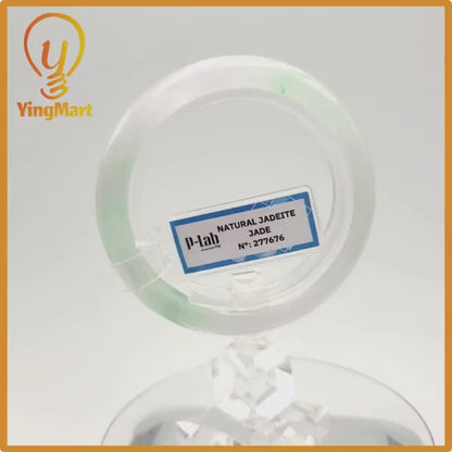 Yingmart 52mm PNJ277676 Certified Natural Color Grey White Natural Jadeite Jade Bangle Bracelet, Real Gemstone, Gift for Mom Grandma Sister