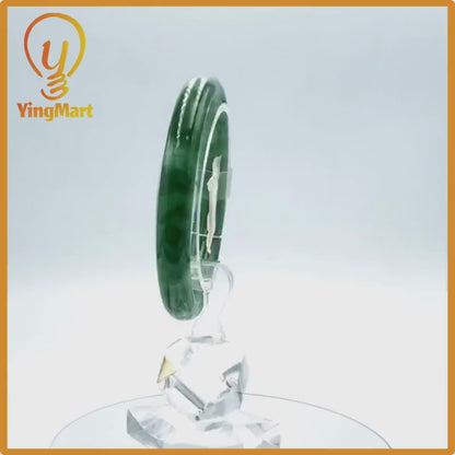 Yingmart  49mm PNJ Certified Natural Color Grey White Natural Jadeite Jade Bangle Bracelet, Real Gemstone, Gift for Her Mom Grandma Sister