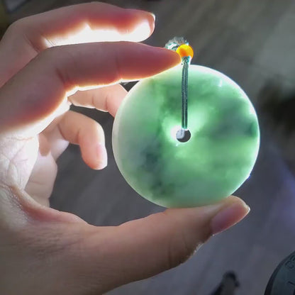 Yingmart Donut Jade Pendant 100% Genuine Jadeite Real Jade Type A Grade A Type A Hand Carved