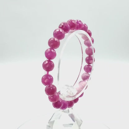 Yingmart Faceted Red Ruby beads Bracelet , Vintage Jewelry,Accessories,Real Gemstone, Gift for her