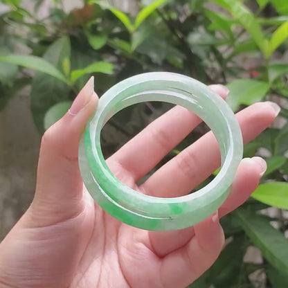 High Quality 48–72mm Natural-Colour Jade Cert No. B White Green YingMart Jadeite Bangle Burmese Gift for Her Sister Mother Grandma