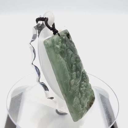 Yingmart Landscape Pendant  Hand Carved 100% Genuine Jadeite Jade  Burmese Myanmar Real Jade Grade A Type A Lucky pendant