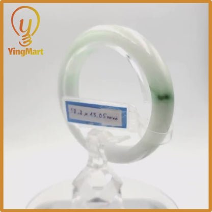 Yingmart 58mm PNJ Certified Natural Color Grey White Natural Jadeite Jade Bangle Bracelet, Real Gemstone, Gift for Her Mom Grandma Sister