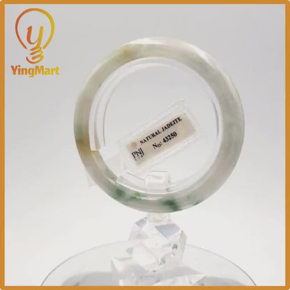 Yingmart 51mm PNJ Certified Natural Color Grey White Medium Yellow Brown Natural Jadeite Jade Bangle Bracelet, Real Gemstone