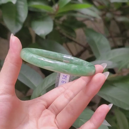 Yingmart  56mm PNJ Certified Natural Color Greyish Green Natural Jadeite Jade Bangle Bracelet, Real Gemstone, Gift for Her Mom Grandma