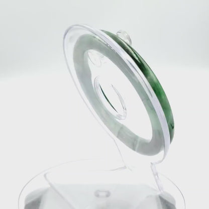 YingCollection 56mm PNJ258386 Certified Natural Color Green White To Dark Green, Grey White Jadeite Jade Bangle Bracelet, Real Gemstone