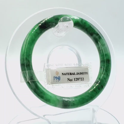 Natural Color Jadeite Jade Bangle 49mm PNJ128722 | Green Black Brown Spot Jade Bracelet for Men, Women,Grandma,Sister | Mothers day gift