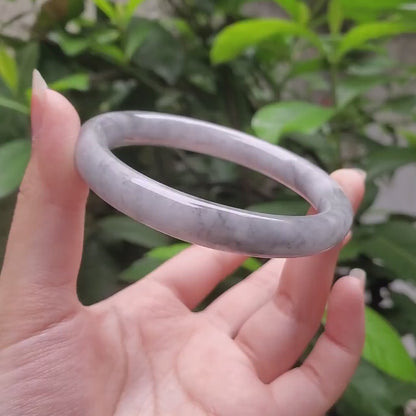 High Quality 48–72mm Genuine Type A Jade Grey White Black YingMart Jadeite Bangle Bracelets Gift for Her Grandmother Sister Mens