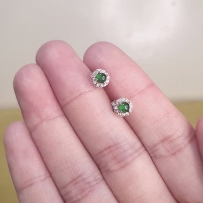 Yingmart Certified Genuine Icy Green Burmese Type A Jadeite Jade Gemstone Earrings Made With 925 Sterling Silver earrings, Gift for Women
