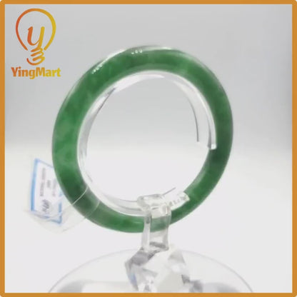 Yingmart 53mm PNJ274549 Certified Natural Color Grey White Natural Jadeite Jade Bangle Bracelet, Real Gemstone, Gift for Mom Grandma Sister
