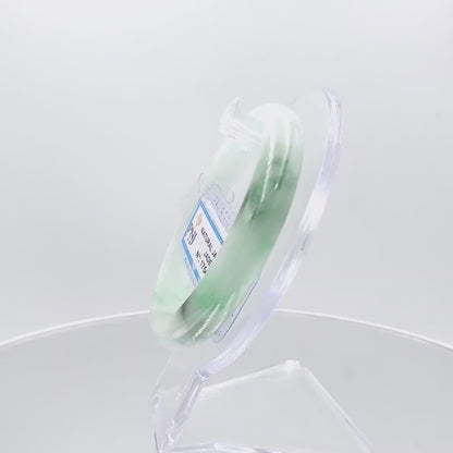 Yingmart 58mm PNJ175453 Certified Natural Greenish grey white to green, grey spots jadeite jade bangle , Real Gemstone Bracelet