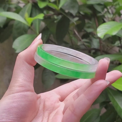 YingMart 48–72mm Jadeite Jade White Green Bangle Bracelets Gift for Her Grandma Mother Mens Personalized Feng Shui Jewelry
