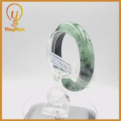Yingmart 63mm PNJ Certified Natural Color Grey White Natural Jadeite Jade Bangle Bracelet, Real Gemstone, Gift for Her Mom Grandma