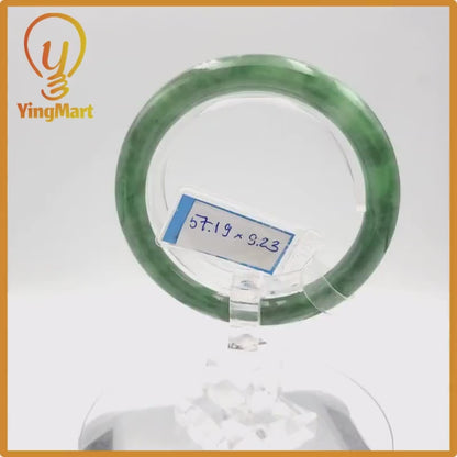 Yingmart 57mm PNJ Certified Natural Color Grey Grey White Natural Jadeite Jade Bangle Bracelet, Real Gemstone, Gift For Her Mom, Sister