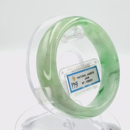 Jade Bangle 59mm PNJ155431 Certified | Yingmart Natural Color Light to Medium Green Jadeite Jade Bracelet for Men, Women, Grandmother,Sister