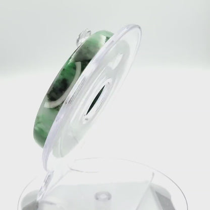 YingCollection 52mm PNJ258405 Certified Natural Color Green White To Dark Green, Grey White Jadeite Jade Bangle Bracelet, Real Gemstone