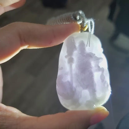 Yingmart Translucent Guan Gong Jade Pendant Genuine Jadeite Real Jade Type A Grade A Hand Carved