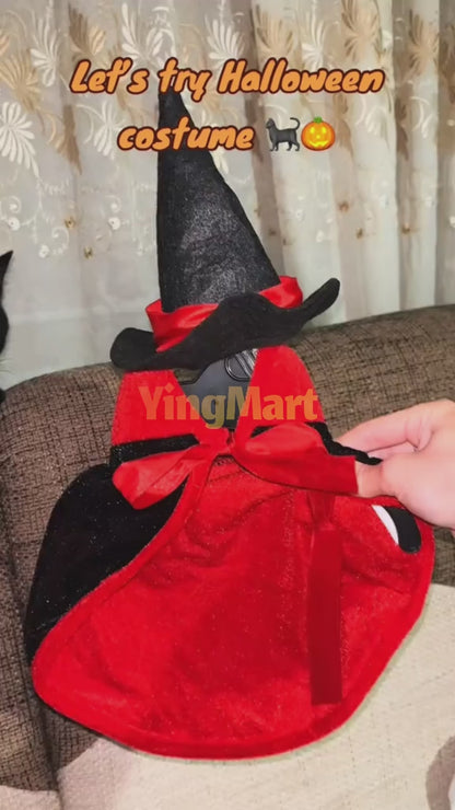 YingMart Halloween Pet Cloak Cat Dog Christmas Dressing – Transfiguration Pet Witch Cloak Cosplay Cape, Easy Fit Halloween Costume
