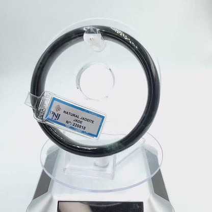 YingCollection 65mm PNJ220818 Certified Natural Color Light To Dark Green, Grey White, Black Jadeite Jade Bangle Bracelet, Real Gemstone