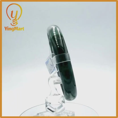 Yingmart  67mm PNJ Certified Natural Color Green White To Green Natural Jadeite Jade Bangle Bracelet, Real Gemstone, Gift for Her Mom