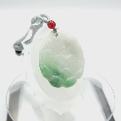 Lotus Flower Jade Pendant  100% Genuine Jadeite Real Jade Type A Grade A Hand Carved Protection, Good Luck