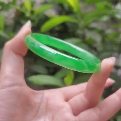 Green Jadeite Jade Bangle Bracelet 45–75mm | Vintage Gemstone Jewelry for Men – Mother's Day gift – Elegant Gift Bracelet for Sister Grandma