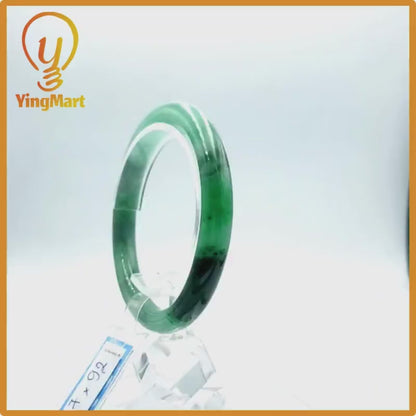 Yingmart 57mm PNJ Certified Natural Color Grey White Natural Jadeite Jade Bangle Bracelet, Real Gemstone, Gift for Her Mom Grandma Sister