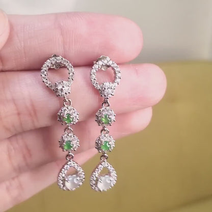 Yingmart Certified Genuine Icy Green & White Burmese Type A Jadeite Jade Gemstone Earrings Made With S925  Silver earrings, Gift for Women