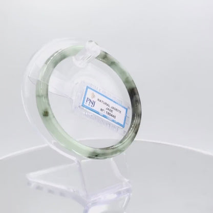 Yingmart 60mm 180445 Certified Natural Light green, grey white, black brown spots jadeite jade bangle, Gemstone Bracelet,Vintage Jewelry