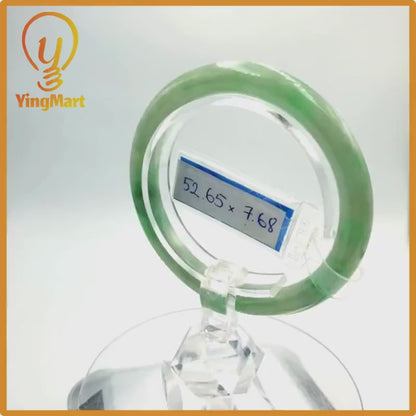 Certified 52mm PNJ277572 Real Jade Bangle Natural Color Green White To Green, Grey White, Grey Jadeite Bracelet for Men,Women,Grandma,Sister