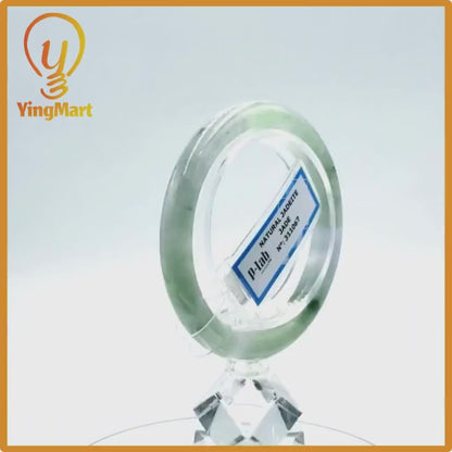 Yingmart  49mm PNJ Certified Natural Color Grey White Natural Jadeite Jade Bangle Bracelet, Real Gemstone, Gift for Her Mom Grandma Sister