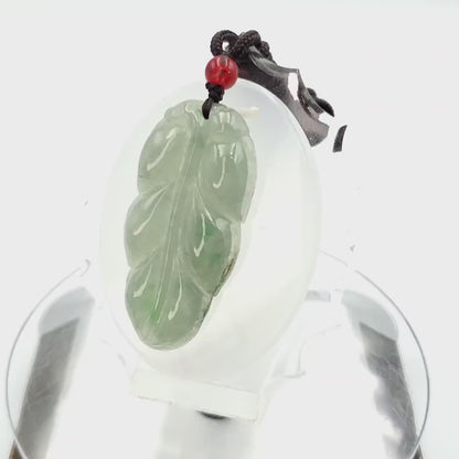 Natural Jade Leaf Pendant 100% Genuine Jadeite Real Jade Type A Grade A Type A Hand Carved Protection, Good Luck
