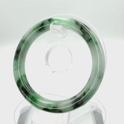 YingCollection 61mm PNJ258380 Certified Natural Color Green White To Dark Green, Grey White, Brown, Black Jadeite Jade Bangle Bracelet