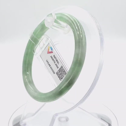 Yingmart 53mm LIULAB Certified Genuine Green Natural Jadeite Jade Thick Bangle Bracelets, Real Gemstone Bracelet, Vintage Jewelry