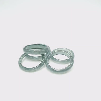 Yingmart 15-18mm Vip Icy Blue Thin Ring, 100% Natural Green Jade Ring, Real Gemstone Ring, Vintage Jewelry