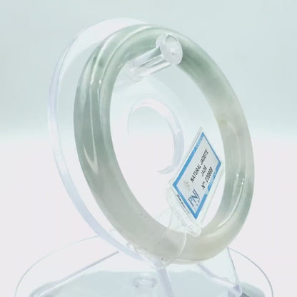 YingCollection 58mm PNJ220869 Certified Natural Color Green With Black Brown Spot Jadeite Jade Bangle Bracelet, Real Gemstone, Jewelry