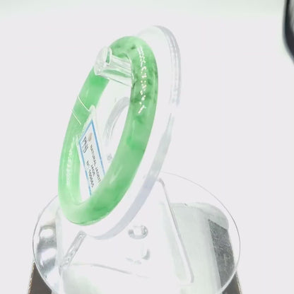 YingCollection 55mm PNJ160665 Certified Natural Color Light To Medium Green, Green VeinsJadeite Jade Bangle Bracelet, Real Gemstone